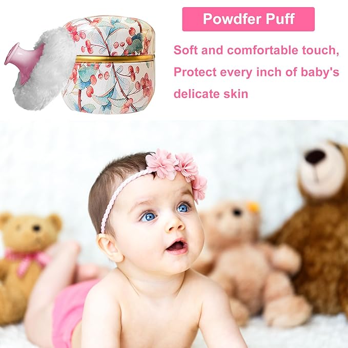 Body Powder Puff and Container for Dusting Powder, Women Powder Puff and Powder Case for Bath and Travel (Ormosia)