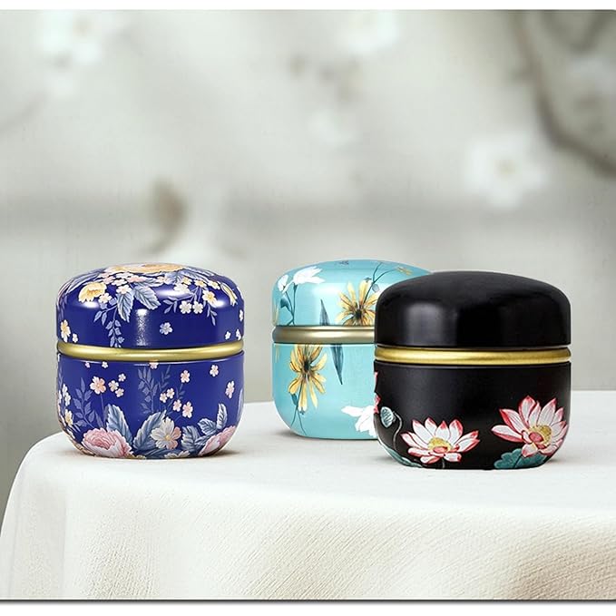 Body Powder Puff and Container for Dusting Powder, Women Powder Puff and Powder Case for Bath and Travel (Dark Blue)