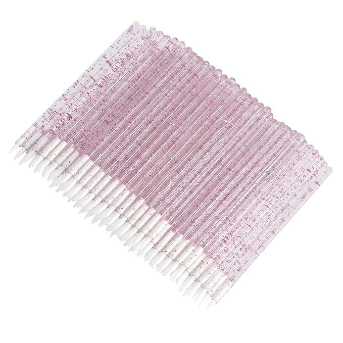 G2PLUS 100PCS Disposable Liner Brushes, Eyebrow and Liner Brush Applicator, Cosmetic Eye Wands for Lip Liners, Eye Makeup, Eyelashes and Detail Painting (Crystal Pink)