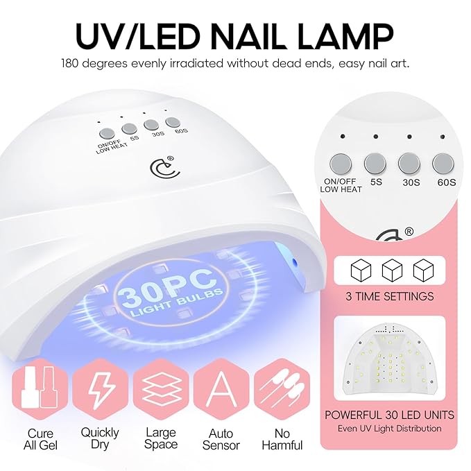 52pcs Gel Nail Polish Kit with U V light 35 Fall Colors Gel Nail Polish Set Cream Color Collection 5PC Top Base Coat Nail Art Manicure Kit for Beginners with Everything Gifts for Women