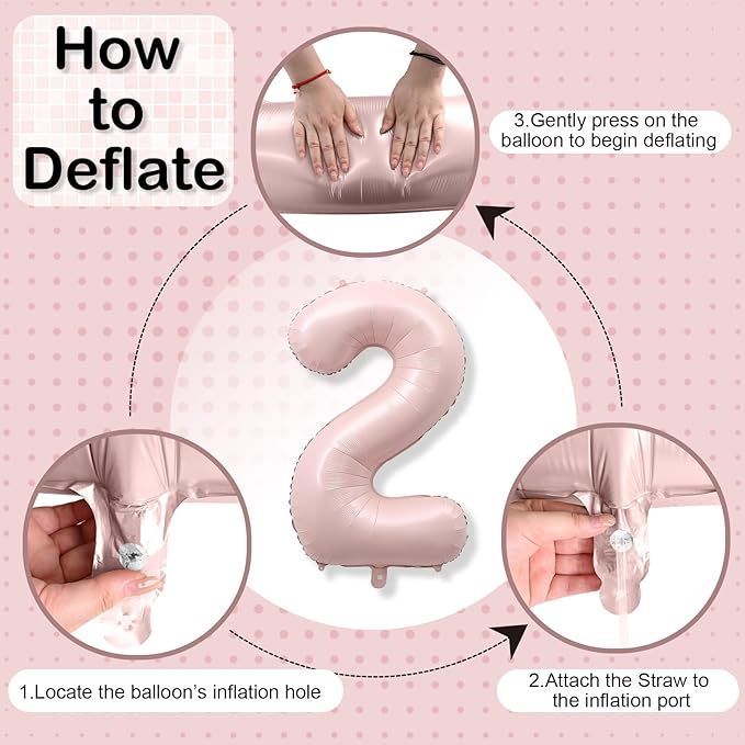 40 Inch 2 Balloon Number, Large Dusty Baby Pink Foil Number 2 Balloons Birthday Party Decor, Light Blush Matte Pink Mylar Helium Self Inflating Two Balloon for Girl 2nd Birthday Baby Shower Decoration