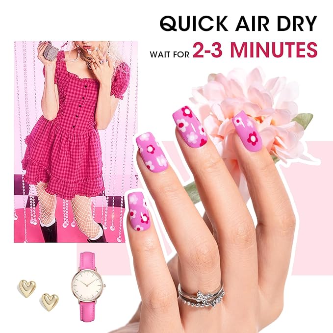 GELLEN Hot Pink Nail Polish, Pinkish Purple Natural Traditional Regular Nail Polish Quick Air Dry 6-Set For Acrylic Natural Nails Toes Home Salon, Non UV Gel, Chip Resistant, Hema Free, Toxin Free