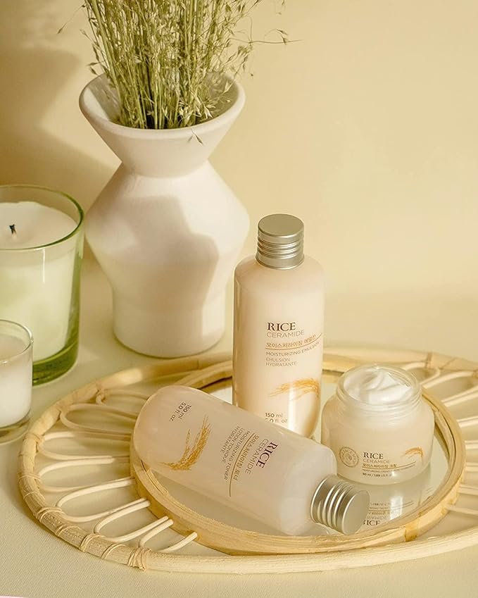 The Face Shop Rice Ceramide Cream, Hydrating Face Moisturizer, for Dry & Combination Skin, Lightweight, Fast-absorbing, 1.69 fl. oz.