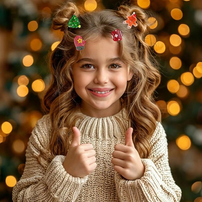 12 Pcs Christmas Hair Claw Clips Santa、Claus、Xmas Tree、House、Elk and Hat Design Small Claw Clips Strong Hold Jaw Clip Mini Hair Clips for Women Girls Hair Accessories
