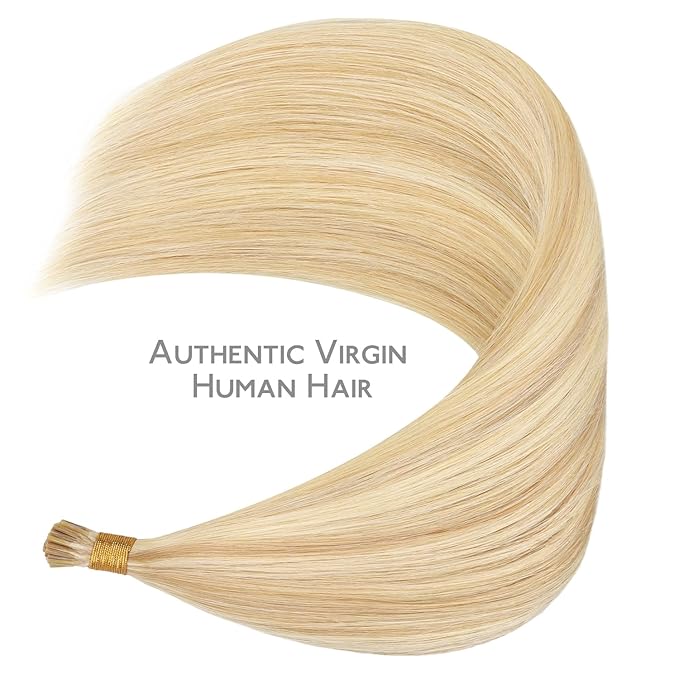 WENNALIFE I Tip Hair Extensions Human Hair, 50g 50s 22 Inch Dirty Blonde Highlighted Bleach Blonde Remy Itip Human Hair Extensions Invisible Itips Straight I Tips