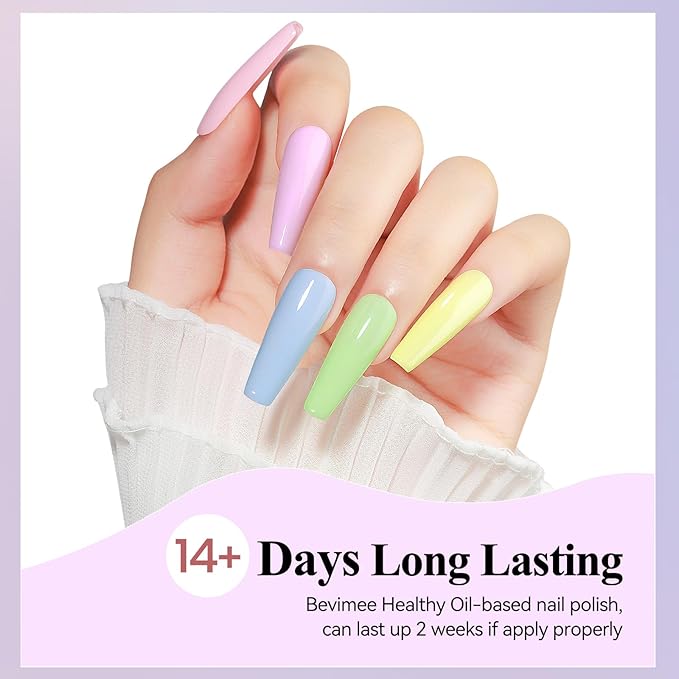 Nail Polish Set 6 Colors Pastel Quick Dry Nail Lacquer Sheer Pink, Purple, Light Blue, Nude Fast Dry Fingernail Polish Bulk DIY Salon Gift For Women Summer Colors,8lm/0.27fl.oz