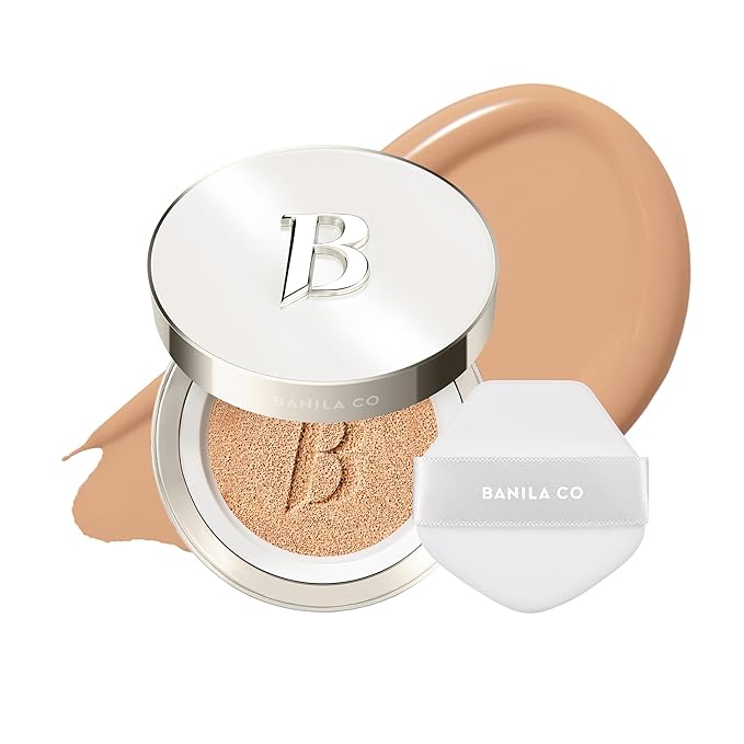 BANILA CO Covericious Ultimate Cover Cushion | Up to 100HR Long-Wear Foundation | 20 Shades for All Skin Tones | Matte & Lightweight Finish | Korean Cushion Foundation (14g / 0.49 oz), 25C AMBER