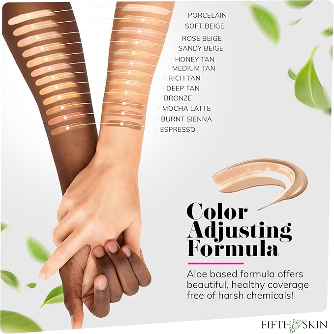 Fifth & Skin: Better’n Ur Skin Liquid Foundation (DEEP TAN) - Natural, Organic, Vegan, Cruelty-Free - Gluten-Free Beauty with Buildable Coverage and Palm-Free Luxury - 1 oz