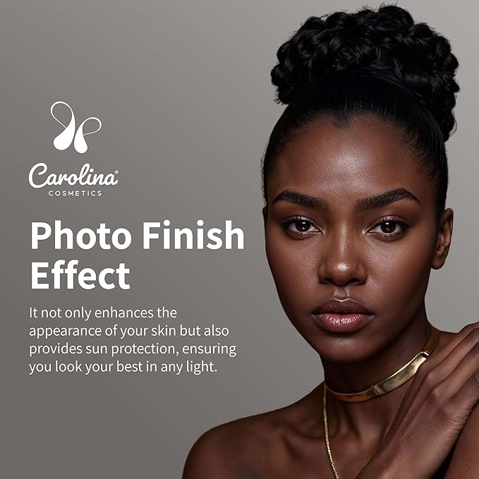 Carolina Cosmetics - Foundation in Cocoa Shade Plant-Based - Hydrating, Pore-Minimizing & Buildable Coverage - Vegan, Non-GMO, Paraben-Free - 1oz