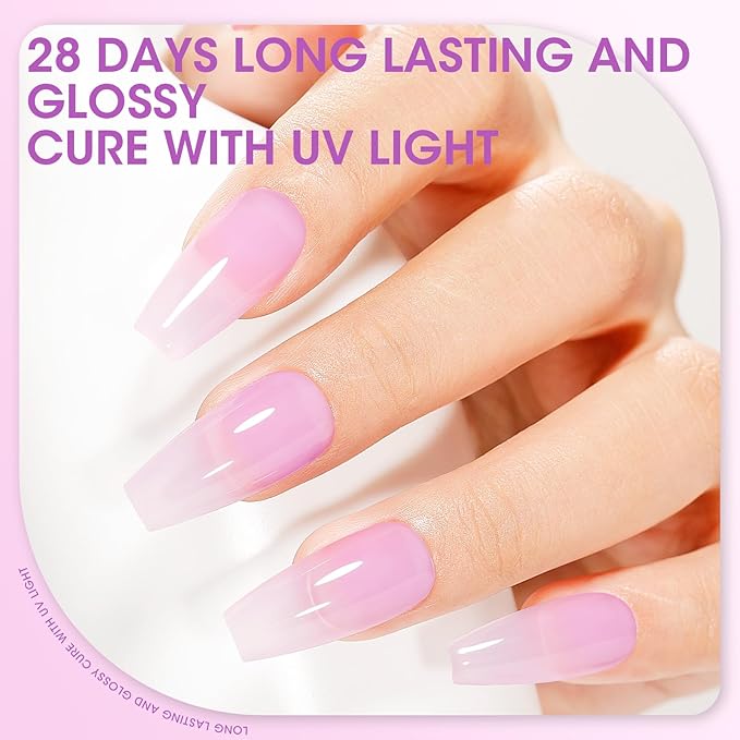Gellen Gel Nail Polish Set, 6 Colors Pastel Pink Gel Polish Purple Nail Polish Set, Soak Off UV Gel Manicure DIY Home Salon Nail Art Valentines Gifts