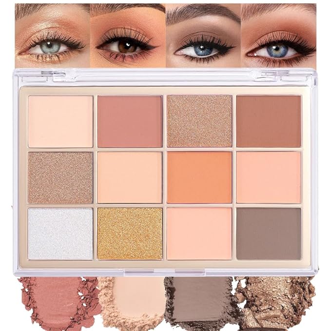 Nude Brown Maroon Bronze Eyeshadow Palette,Natural Neutral Soft Small Cream Eyeshadow Palette,Eye Shadow Palette Long Lasting Naturing-Looking Make Up Pallets for Women,Vegan