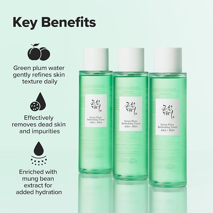 Beauty of Joseon Green Plum AHA BHA Toner Refreshing Facial Essence Moisturizer Mild Exfoliating Salicylic Acid for All Skin Types, Korean Skin Care for Men Women 150ml 5.27 fl.oz