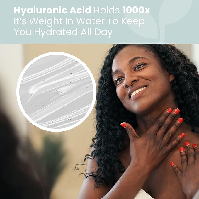 Eva Naturals Anti-Aging Hyaluronic Acid Serum For Face - Professional & Potent Hydrating Anti-Wrinkle Formula For Fine Line & Uneven Skin Tone - Contains Vitamin C, B, & E, Paraben Free (8 Oz)