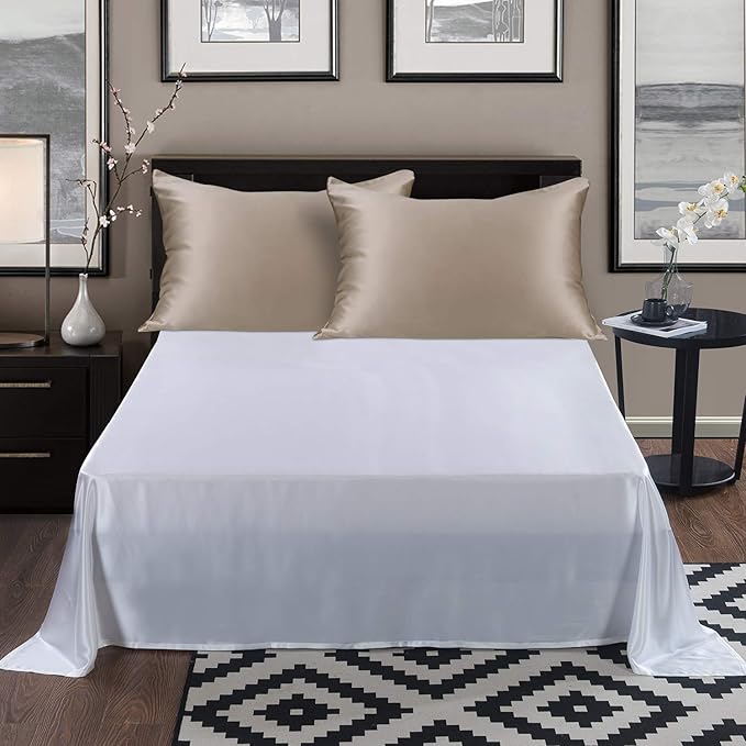 ALASKA BEAR Silk Pillowcase for Hair and Skin, Set of 2 Pure Genuine 22 Momme Mulberry Silk Pillow Cases King Size for Bliss Sleep Better Than Poly Satin, Zipper Closure(2pc, Taupe)