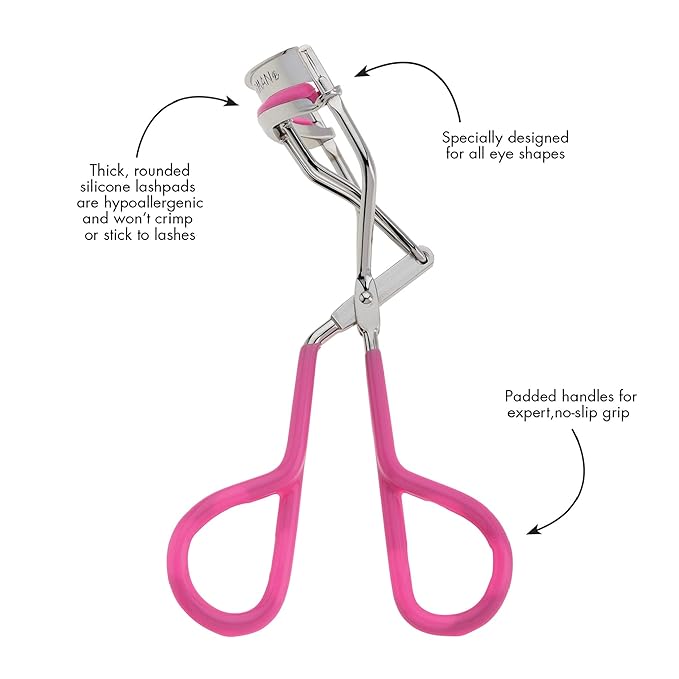 Tweezerman Neon Great Grip Eyelash Curler, Pink, 0.3 Oz