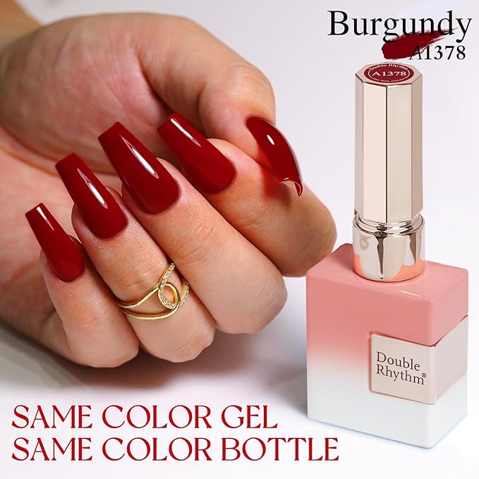 Double Rhythm 15ML Dark Red Gel Polish Pure Sheer Same Color Same Bottle Soak Off Gel Polish Art Manicure Salon DIY at Home for Women (Blood Red-A1378)