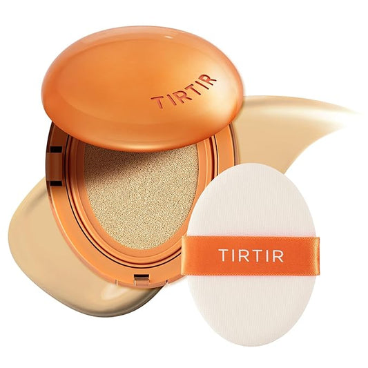TIRTIR Mask Fit Ai Filter Cushion Foundation | AI-Like Semi-Matte Finish - Up to 72-Hour Medium to Full Coverage Korean BB Cushion Make up Beauty, #24W Soft Beige, 0.63 Fl Oz
