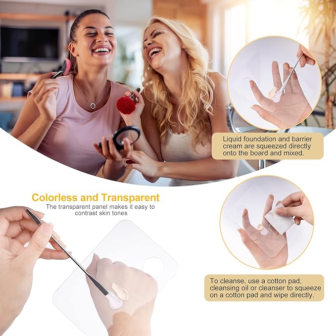 Acrylic Cosmetic Palette - Mixing Tray with Metal Mirror & 10 Pcs Makeup Spatula Set