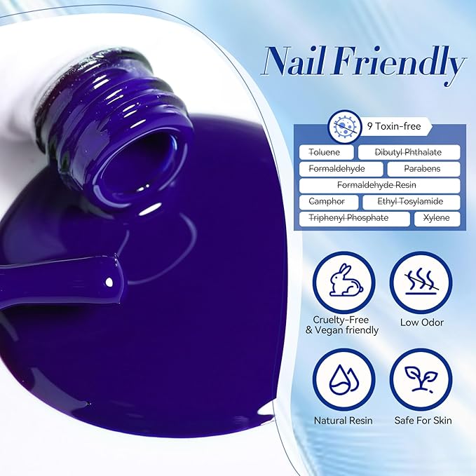 BORN PRETTY Blue Gel Nail Polish Set 6 Colors Light Blue Baby Blue Royal Blue Reflective Glitter Blue Nail Gel Kit Soak Off Nail Art Manicure Design Home Salon Holiday Gift