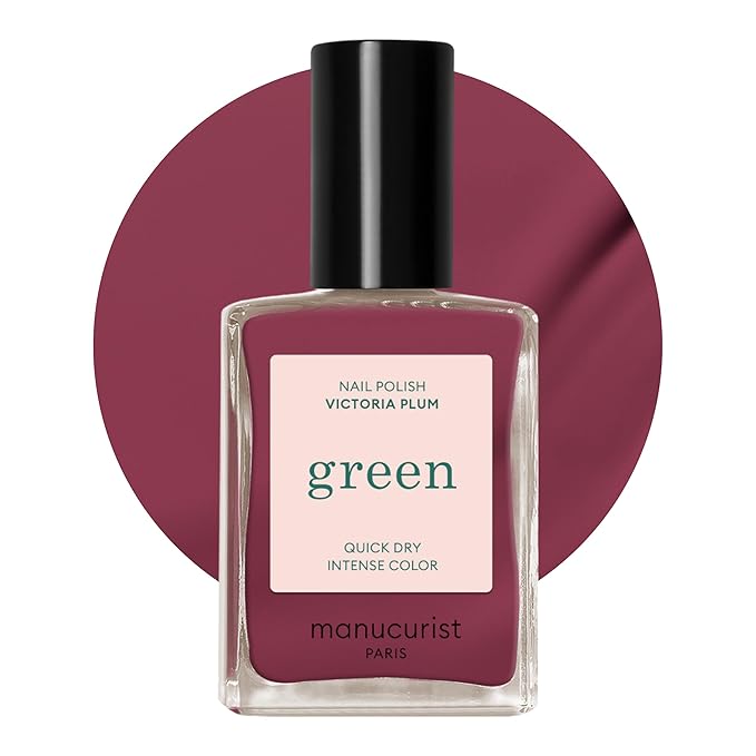 Manucurist • Green Nail Polish Victoria Plum • Natural Classic Nail Polish 9-Free • Vegan and Plant-Based Nail Polish (78%) • Manicure & Nail Care • 0.5 fl oz (VICTORIA PLUM)