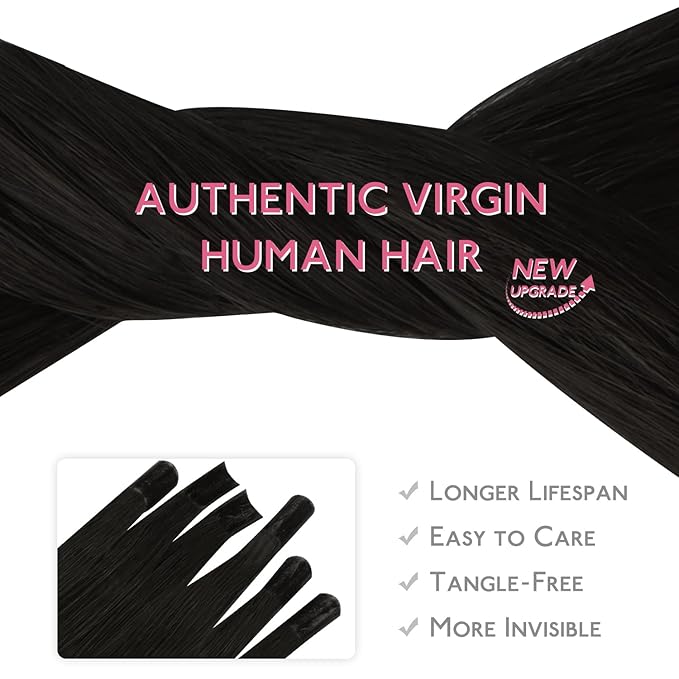 WENNALIFE U Tip Hair Extensions Human Hair, 50g 50s 22 Inch Natural Black Remy Hair Extensions K Tip Hair Extension Real Human Hair Invisible Straight Keratin Hair Extensions