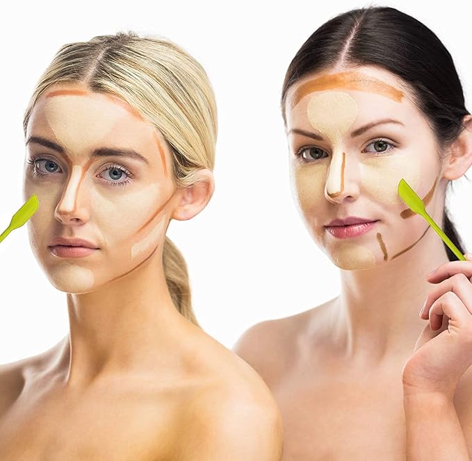 Mini Spatula Silicone Spatula Set - 4pcs Small Makeup Scrapers for Cosmetics, Reusable Beauty Tiny Tools, Thin Jar Scraper, Get the Last of the Makeup Out of the Bottle(Green)