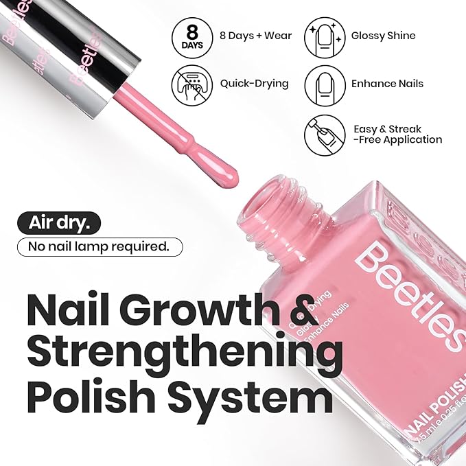 Beetles Nail Polish Set - Twilight Rose 6 Colors Quick Dry Baby Pink Burgundy Red Purple Plum High-Gloss Long-Lasting Nail Polish for DIY At-Home Manicure Fall Christmas Gift for Women