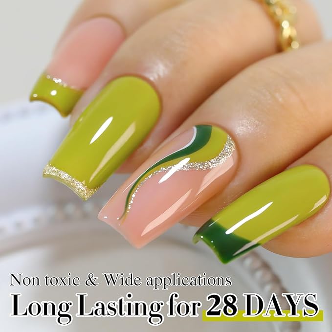Double Rhythm 15ML Gel Nail Polish Pure Sheer Same Color Same Bottle Soak Off Gel Polish Art Manicure Salon DIY at Home for Women (Olive Green-A1307)