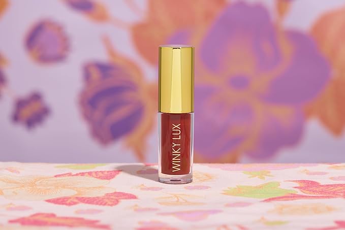 Winky Lux Enchanted Very There Lip Oil - Hydrating Nude Brown Tint with Jojoba Oil, Non-Sticky Glossy Lip Oil, Tinted Brown Gloss for Juicy Lips & Soft Vanilla Scent