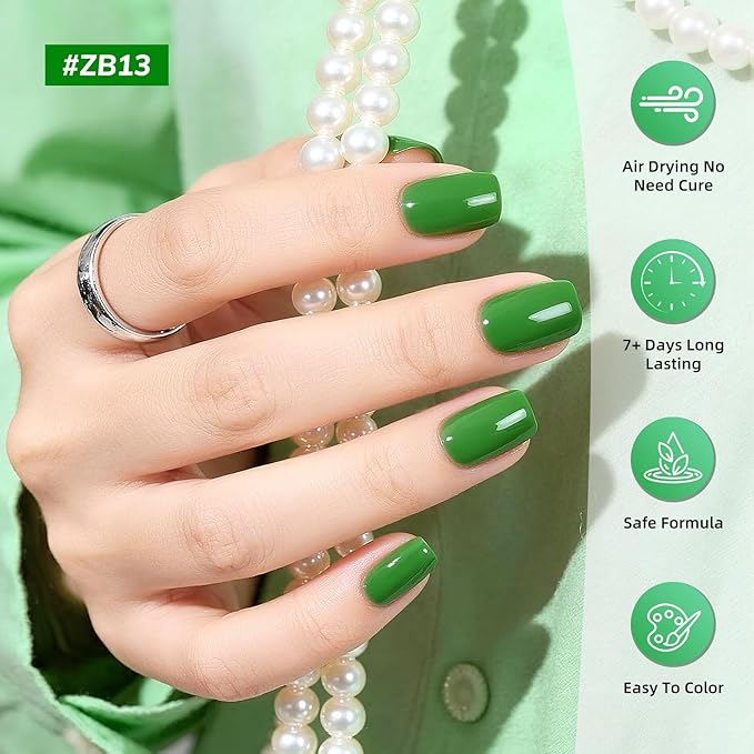 Green Nail Polish 6Pcs Nail Polish Set All Seasons Neutral Color Quick Dry Nail Polish Set for Collection St. Patrick's Day Gift for Her