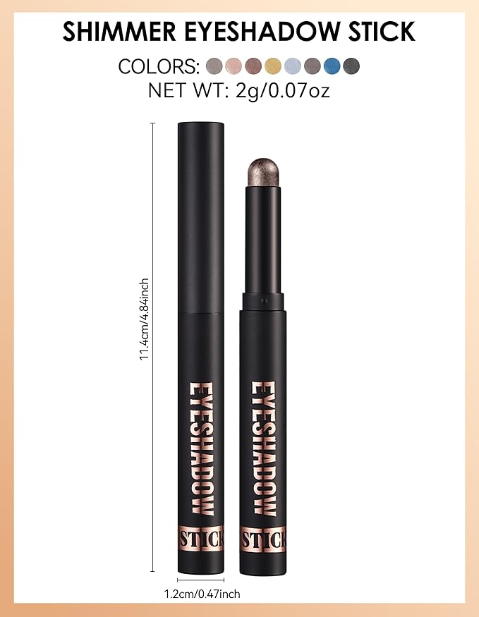 Erinde Shimmer Cream Eyeshadow Stick, Long Lasting Metallic Eye Shadow Sticks, Waterproof Creamy Glitter Eyeshadow Pencil, High Pigmented Blendable Neutral Eye Makeup, 13 Warm Gold Shimmer