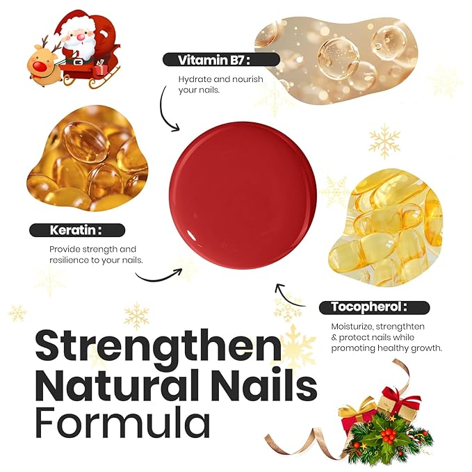 Beetles Red Nail Polish Set Blazing Rose, 6 Colors Dark Red Burgundy Nail Polish Glossy 15ml Enhance Nails Quick Dry Fingernail Polish for Nail Art Manicure DIY at Home Christmas Gifts For Women