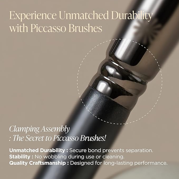 Piccasso 300 Eyeliner and Concealer Brush – Dual-Use Angled Brush for Gel Eyeliner and Spot Concealing, Soft and Precise Eye Makeup Brush for Tightlining and Coverage, Korean Professional Makeup Tool