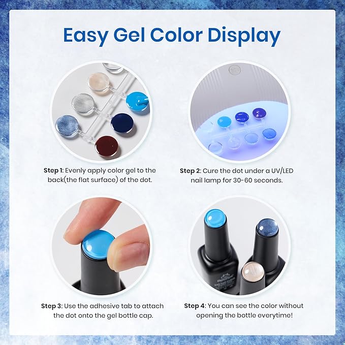 Beetles Blue Gel Nail Polish Set, 6 Colors Shimmer Glitter Jelly Gel Polish Chameleon Pearl White Swirl Shell Thread Effect Winter Nails Ice Blue Collection Soak Off UV Gift for Women