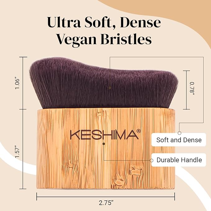 Keshima Self Tanner Brush, Large Tanning Brush for Face and Body, Kabuki Tan Applicator for Smooth and Even Coverage