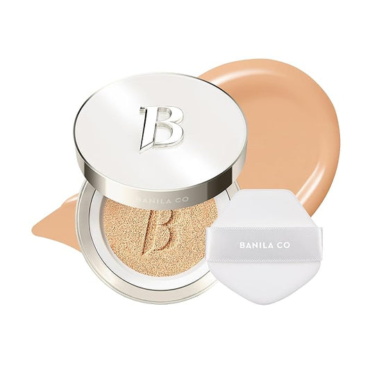 BANILA CO Covericious Ultimate Cover Cushion | Up to 100HR Long-Wear Foundation | 20 Shades for All Skin Tones | Matte & Lightweight Finish | Korean Cushion Foundation (14g / 0.49 oz), 24W SAND