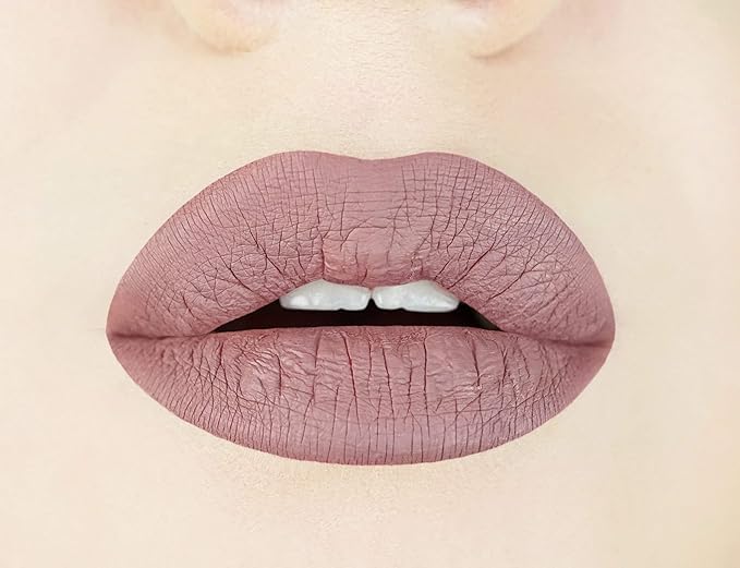 Aromi Grey Beige Matte Liquid Lipstick | Greige, Light Brown Lip Color, Vegan and Cruelty-free, Waterproof and Long-lasting Lipstick, Handmade (Desert Taupe)