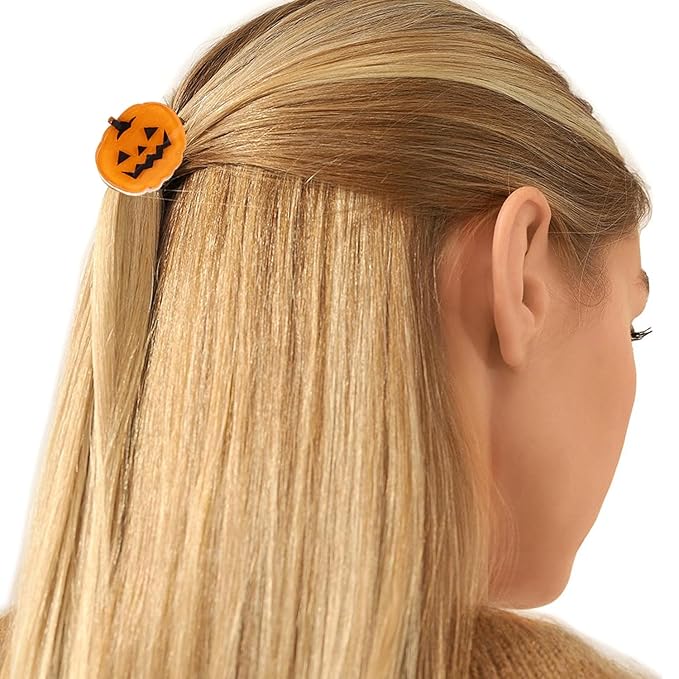 12 Pcs Halloween Hair Claw Clips,Cute Pumpkin、Ghost、Bat、Spiderweb and Hat Designs Halloween Hair Claws Strong Hold Jaw Clip Mini Hair Clips for Women Girls Hair Accessories