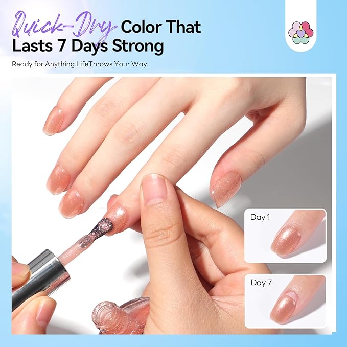 SAVILAND Color Artistry Pink Nail Polish Set: 6-Color Quick Dry Nail Polish Nude Shimmer Glitter Pearl Pink Fingernail Polish Set 12-Free Nail Lacquer DIY Modern Minimalist Gifts for Women