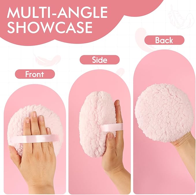 WSYUB Powder Puff,Powder Puffs for Body Powder, Oversize(6’’ x3’’) Body Powder Puffs,Extra-large Dust Puff