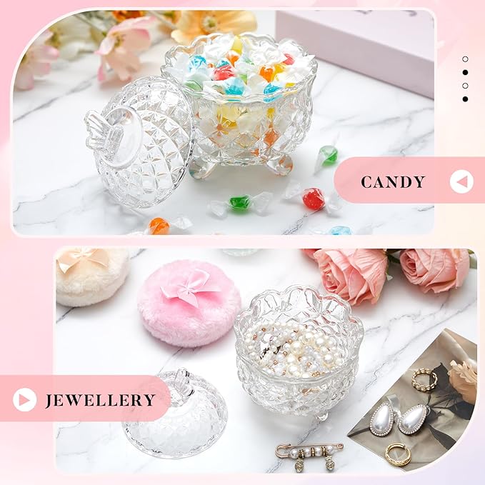 Tioncy 3 Pcs Large Body Powder Puff and Container Powder Container with Puff Powder Puff Crystal Container Soft Washable Reusable Velour Face Body Glitter Powder Puff Wet Dry Makeup (Clear,Butterfly)