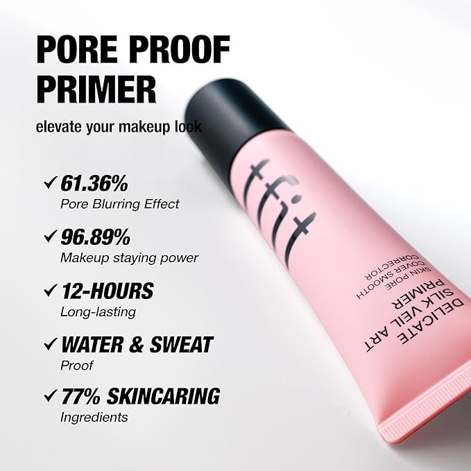 TFIT Delicate Silk Veil Art Primer - Korean Makeup, Poreless Matte Makeup Primer for Oily Skin (Lightweight, Hydrating), Blurring Pore Filler, Smooths fine lines,Long-Lasting Blur Effect, 1.01FL. Oz