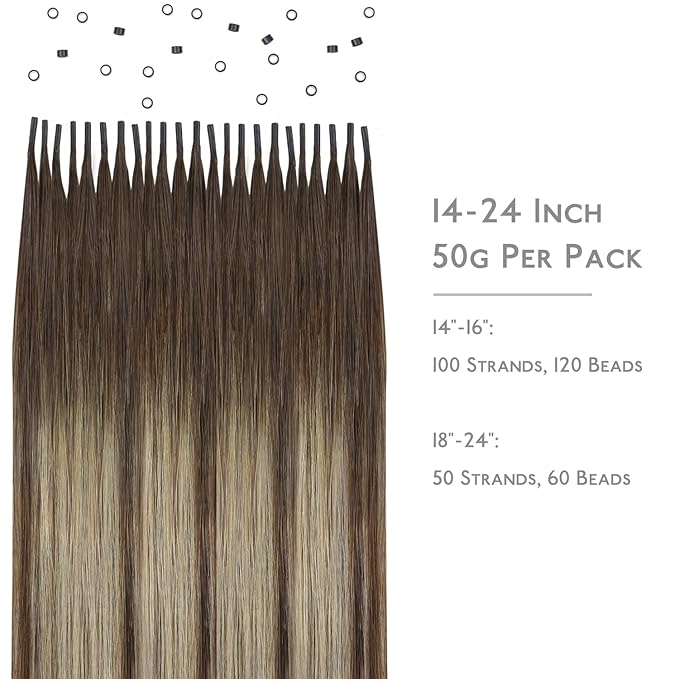WENNALIFE I Tip Hair Extensions Human Hair, 50g 50s 20 Inch Balayage Chocolate Brown to Honey Blonde Remy Itip Human Hair Extensions Invisible Itips Straight I Tips Fusion Extensions Real Human Hair