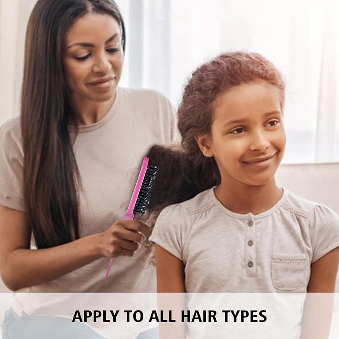 8 Pieces Styling Comb Set - Teasing Brush, Rat Tail Comb, Edge Brush for Slicking and Combing Hair for Women (Pink)