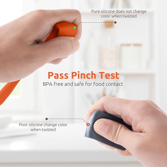 U-Taste Skinny Silicone Jar Spatula: 600ºF Heat-Resistant Food-Grade 10in Long Narrow Sourdough Stirring Stick, Seamless Flexible Peanut Butter Spreader for Scraping Icing Bread Cream, Jam (Orange)