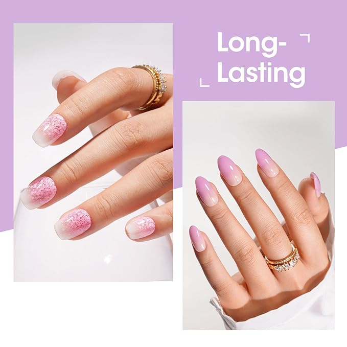 Gellen Gel Nail Polish Set, 6 Colors Pastel Pink Gel Polish Purple Nail Polish Set, Soak Off UV Gel Manicure DIY Home Salon Nail Art Valentines Gifts