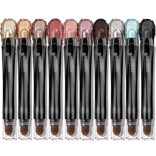 10PCS Neutral Eyeshadow Stick Makeup Set, Matte Cream Eye Shadow Eyeliner Brightener Pencil Crayon - J1 Mint Chocolate