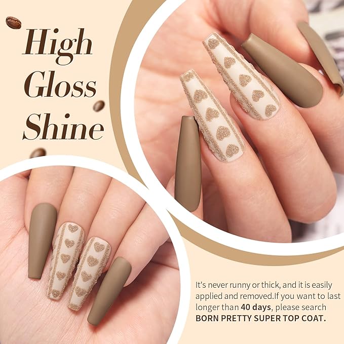 Born Pretty Gel Nail Polish 6 Colos,Nude Brown Skin Tone,Roasted Chestnuts Chocolate Gel Polish Collection Neutral Beige Khaki Gel Polish Kit All Seasons Nail Art Manicure DIY for Home Salon