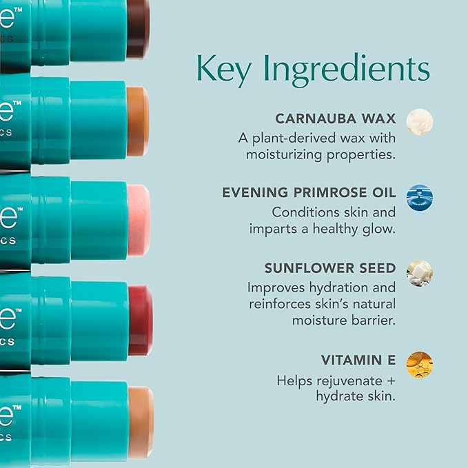Thrive Causemetics Triple Threat Color Stick: Cream Blush Stick with Vitamin E, Evening Primrose Oil, Waterproof Smudge Proof Face Makeup, Olivia (Peachy Pink Shimmer)