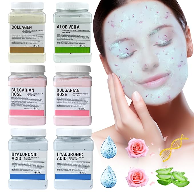 Jelly Mask for Facials Professional, Hydrating & Moisturizing Peel-Off Natural Gel Face Mask SkinCare, Professional Spa Use Jelly Face Masks, Deep Hydration & Glow 23 Fl Oz (6 Units)